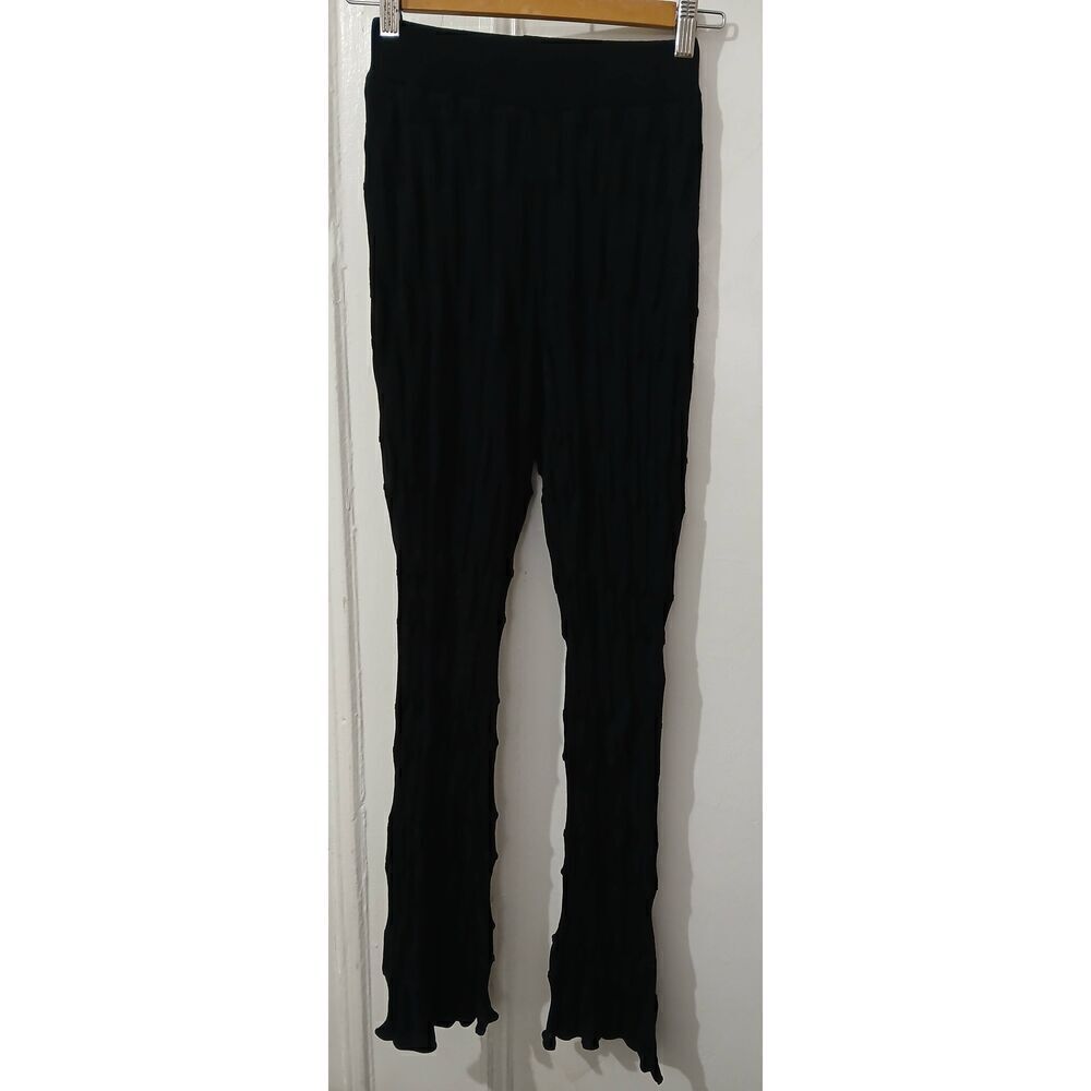 Moussy womens small goblin goth black flare leg Ruched leggings‎ black stretch